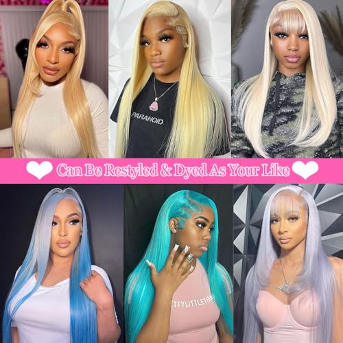 26 Inch 613 Lace Front Wigs Human Hair 13X6 Blonde Straight HD Transparent Lace Frontal Wigs Human Hair for Women Pre Plucked with Baby Hair 200% Density Glueless Wigs