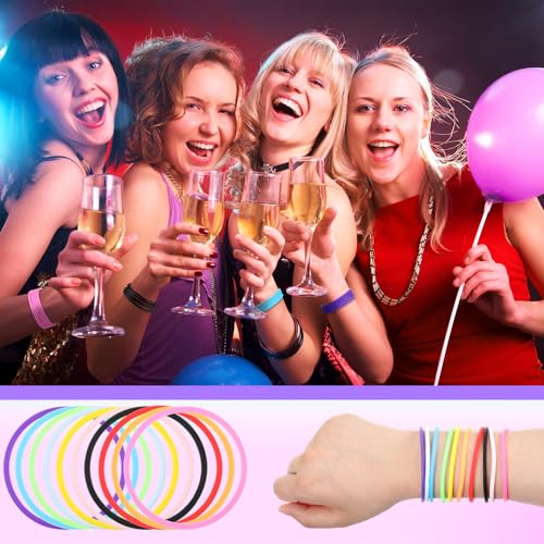 Hotop 300 Pcs 80s Multicolor Silicone Jelly Rubber Bracelets Hair Ties Women, Mixed Style, Random Color