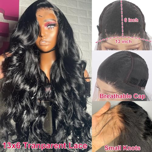 13x6 Body Wave Lace Front Human Hair Wigs Pre Plucked Glueless Body Wave Frontal Wig Human Hair Lace Front Wig Human Hair for Women 34 Inch