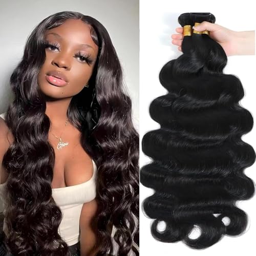 Augfst Brazilian Virgin Human Hair Bundles 10 12 14 Inch Body Wave Bundles Human Hair Natural Color Inch 12A Unprocessed Sewn In Quick Weave for Black Women