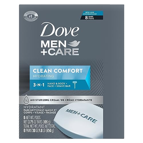 DOVE MEN + CARE Body and Face Bar Bars To Clean and Hydrate Skin Body and Facial Cleanser More Moisturizing Than Bar Soap 8 Count(Pack of 9)