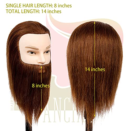 Stancia Mannequin Head, Male Mannequin Head Especially for Barber, Training Head with 14¡± 100% Human Hair, Manikin Head for Hair Styling and Practice (with Beard)