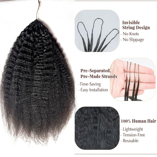 Kinky Straight Crochet Hair Extensions Knotless Pre-Separated Feather Crochet Human Hair Seamless Reusable 20inch 240g For Women