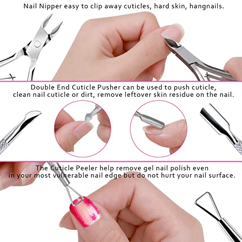 FANDAMEI Nail Files and Buffers, Manicure Tools Nail Care Kit with Nail File, Nail Buffer Block, Cuticle Care for Women with Nippers, Pusher Peeler. Cuticle Oil and Nail Prep Kit.
