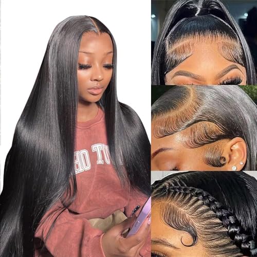 Lace Front Wigs Human Hair 22 Inch Straight 13x4 HD Transparent Lace Frontal Wigs Pre Plucked With Baby Hair 180% Density Brazilian Virgin Hair Wigs