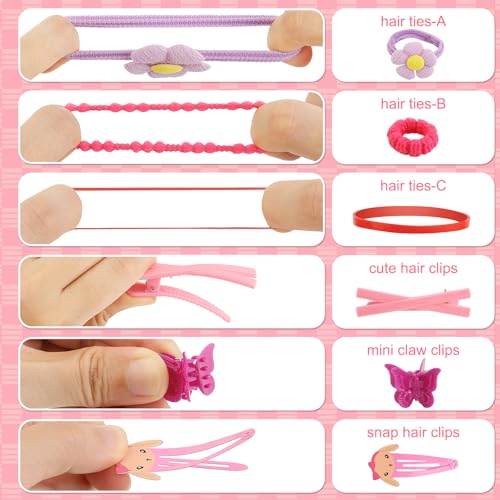 Toddler Girls Hair Accessories Kit, Little Girl Hair Clips Set Hair Stuff Kids Hair Ties Accessory Kits Variety Pack Cute Barrettes Hair Clip Sets Toddlers accesorios cabello ni?as 4-6 3 4 5 Year Old