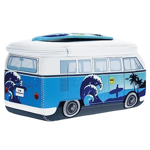 BRISA VW Collection - Volkswagen Neoprene Universal Makeup Cosmetic Travel Pharmacy Bag Pouch T1 Campervan Bus (Surf/Blue)