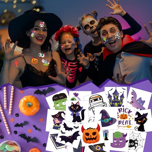 Halloween Party Favors - 150 PCS Halloween Tattoos for Kids | Womens Halloween Costumes 2025 - Halloween Games Treats Toys Gifts Crafts Party Supplies - Halloween Shirts Makeup Pajamas for Adult