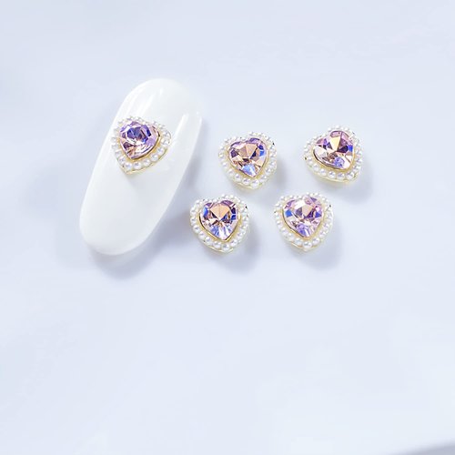 WOKOTO 20 Pcs 3D Heart Rhinestones for Nails Heart Nail Charms with Big Nail Rhinestones for Acrylic Nails Heart Nail Jewels for Nail Art Heart Charms for Nails Gems Nail Heart Crystals for Women