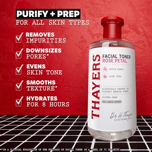 THAYERS Alcohol-Free Rose Petal Witch Hazel Facial Toner for Glowing Skin, Soothing, Hydrating, Refreshing Toner for All Skin Types, 12oz (Packaging May Vary)