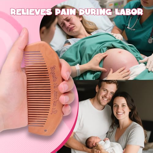 Birth Comb & Massage Roller Ball Kit for Women Labor and Delivery Essentials, Wooden Labor Comb Pregnancy Must Haves, Designed for Expectant Moms