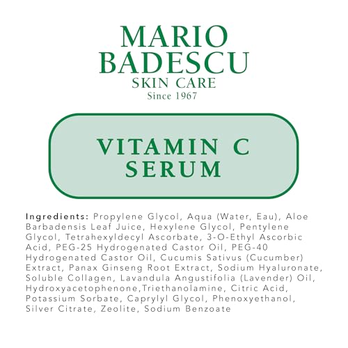 Mario Badescu Vitamin C Serum for All Skin Types | Lightweight Serum with Vitamin C & Sodium Hyaluronate | Visibly Reduces Signs of Aging | 1 Fl Oz (Pack of 1)