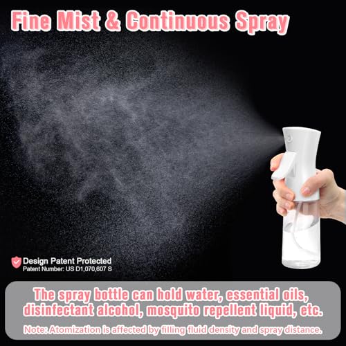 Continuous Spray Bottle,Hair Spray Bottle,Plants Water Spray Mist Bottle,Ultra-Fine Spray Bottle for Hair,Skincare, Plant Care, Pet Grooming, Cleaning(White)