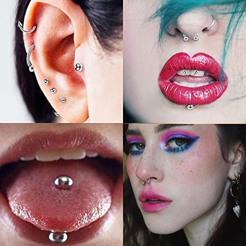 104pcs Piercing Kit 14G16G Kit Piercing Kits for all piercings (Stainless steel color)