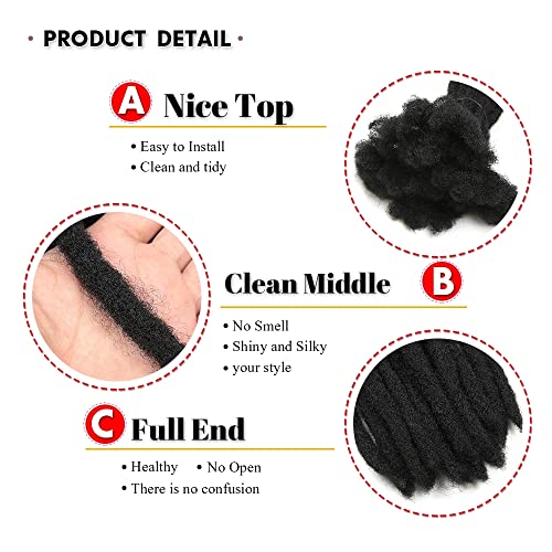 6inch 50 Strands Human Hair Dreadlock Extensions for Women/men 0.6cm Thickness 50 Strands 100% Handmade Can Be Dyed,Curled and Bleached Natural Black Permanent Loc Extensions Real Human Hair