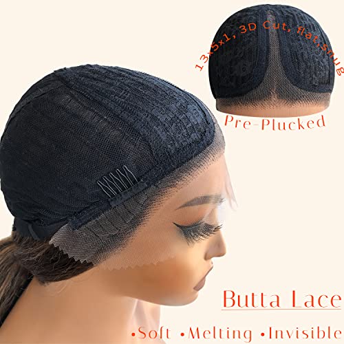 BlackSwern 613 Lace Front Wigs, Blonde Glueless Synthetic Lace Front Wigs Pre Plucked, Body Wave Long Lace Wigs for Black Women #613
