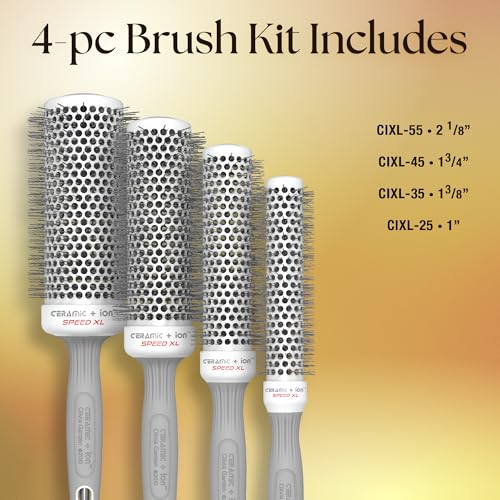 Olivia Garden Ceramic + Ion Speed XL - Extra-Long Round Thermal Hair Brush - Not Electrical - Professional Blowout Brush for Normal to Thick Hair