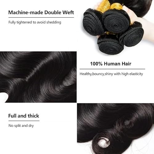 12A Human Hair Bundles Body Wave Bundles Human Hair 18 20 22 24 Inch 4 Bundles 100% Unprocessed Brazilian Virgin Hair Deals Weave Bundles Hair Extension Natural color