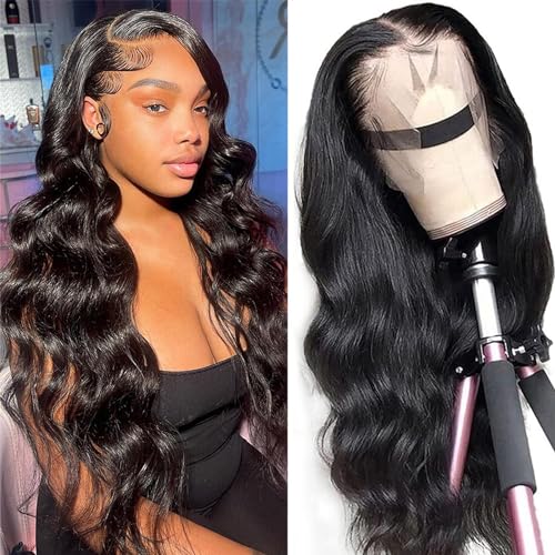 Body Wave Lace Front Wigs Human Hair Pre Plucked 180% Density Glueless Human Hair Wigs for Black Women 13x4 HD Lace Frontal Wigs With Baby Hair Natural Hairline Body Wave Wig (28 Inch)