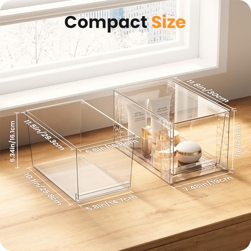 A-LuGei ¡¼????????¡½ Acrylic Stackable Drawers, 11.8" L Makeup Organizer, Bathroom Organizer and Storage, Under Sink Organizer, Plastic Storage Bins