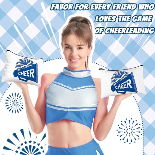 20 Pcs Cheer Makeup Bag Cheer Teams Gifts Canvas Makeup Case Cheerleader Teams Gifts Zipper Pouch for cheerleading Teammates Party Supplies(Blue)