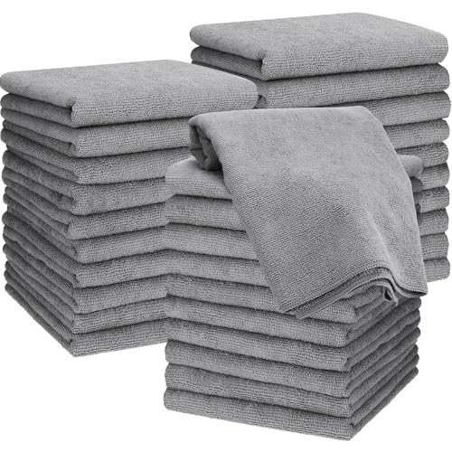 Panelee 24 Packs of Bleach Proof Towels Microfiber Absorbent Bleach Resistant Salon Hand Towels for Gym, Bath, Spa, Shaving, Shampoo, Home Hair Drying (Light Gray,16 x 28 Inch)