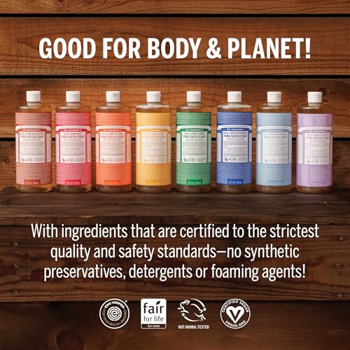Dr. Bronner's Pure-Castile Magic Liquid Soap - Made with Regenerative Organic Certified Oils- 18-in-1 Uses for Face, Body, Hand, Hair, Laundry & More- Vegan, Non-GMO- Body Wash- Peppermint,32oz