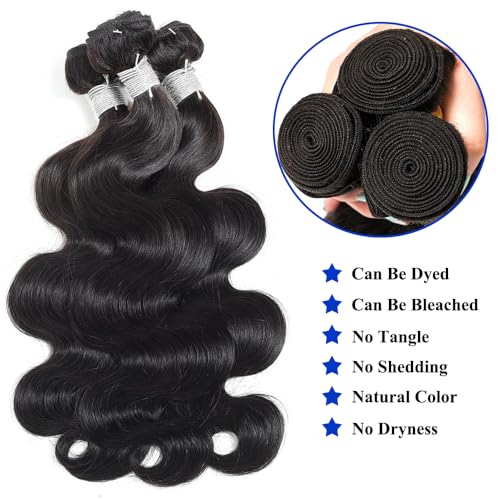 Human Hair Bundles Body Wave 24 26 28 Inch Body Wave 3 Bundles 100% Unprocessed Brazilian Virgin Hair Quick Weave Hair Extensions For Women Natural Color