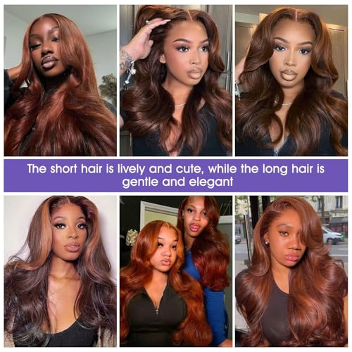 Lemoda Ginger 13x6 Full Lace Frontal Human Hair Wigs 210% Ginger Colored Body Wave 13x6 HD Transparent Lace Front Wigs 20Inch Brazilian Virgin Human Hair Pre Plucked