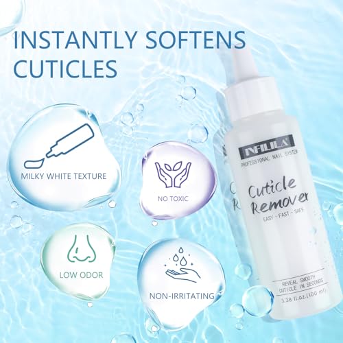 NXJ INFILILA Cuticle Softener, Instant Cuticle Remover Liquid for Hand, Foot & Nail Care, Salon Quality Professional Instant Softener Cream for Manicure & Pedicure Use