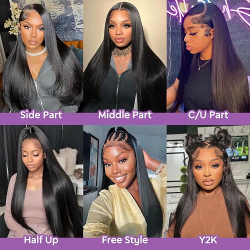 32Inch 13x6 Lace Front Wigs Human Hair 210 Density Straight HD Lace Front Wigs Human Hair Pre Plucked with Baby Hair Glueless Wig Virgin Hair Lace Front Wigs for Women (13X6 Straight Wig, 32Inch)