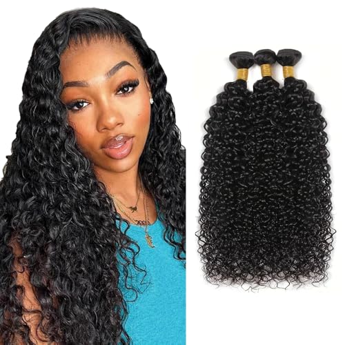 30 32 34 inch Kinky Curly Bundles Wet and Wavy Bundles Curly Human Hair Bundle Natural Black Color 300g