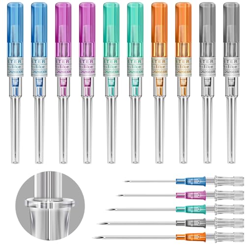 Catheter Piercing Mixed 10Pcs IV Catheter Piercing 14G 16G 18G 20G 22G Ear Nose Piercing Catheter Hollow for Lip Tongue Belly Cartilage Piercing Kit Piercing Supplies