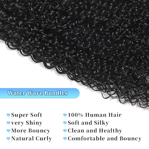 Human Hair Bundles Burmese Curly Bundles Human Hair Water Wave Curly Wet 26 28 30 inch 100% Unprocessed and Wavy Natural Black Color