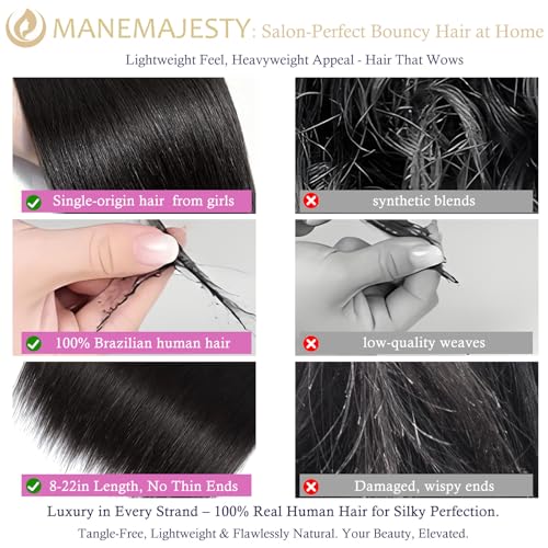 14A Virgin Human Hair Bundles 3pcs/set 240g 16 18 20 Inch Natural Color Straight Hair Extensions - Long-Lasting, BrazilianRaw Remy Human Hair for Volume & Luxurious Styles