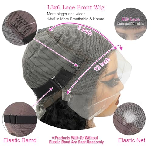30 Inch Deep Wave Lace Front Wigs Human Hair 200 Density 13x6 HD Lace Frontal Wigs Human Hair Pre Plucked Deep Curly Glueless Wigs Human Hair for Women Natural Black
