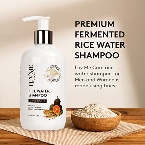 Rice Water Hair Thickening Shampoo with Biotin - Strengthening and Volumizing Shampoo for Thinning Hair, All Hair Types, Men and Women 10 Fl Oz