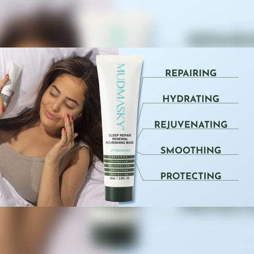 MUDMASKY Sleep Repair Renewal Nourishing Mask 60ml - Anti-Aging, Hydration Boost, Fragrance-Free - Face Moisturizer to Add in Your Skin Care Set for Nourishment & Rejuvenation - Overnight Formula