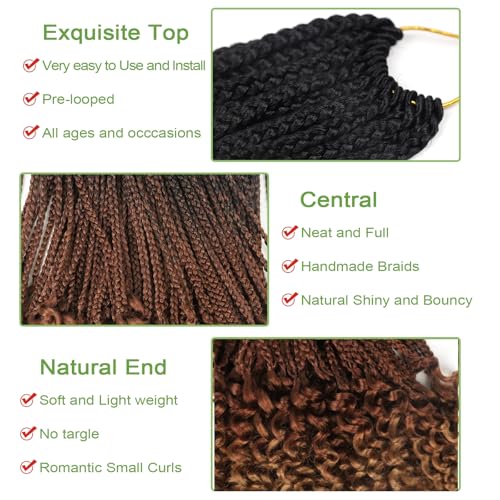 Goddess Box Braids Crochet Hair with Curly Ends 24inch Long Crochet Braids for Black Women Pre Looped 8 Packs Bohemian Style Goddess Box Braid Hair Extensions (1B/30/27)