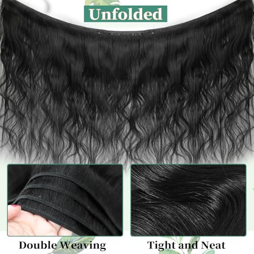 20 22 24 Inch Bundles Human Hair 14A Raw Human Hair Bundles 100% Unprocessed 3 Bundles Human Hair Body Wave Natural Black Hair Bundle Deals Bodywave Bundle