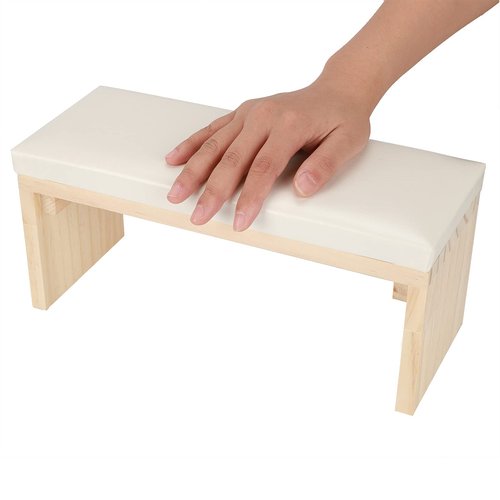 Nail Arm Rest,Nail Art Hand Pillow Mat Nail Polishing Arm Rest Pillow Manicure Hand Rest Cushion, PU Leather Nail Art Pillow Nail Arm Rest Cushion Wooden Stand for Salon Home DIY(white)