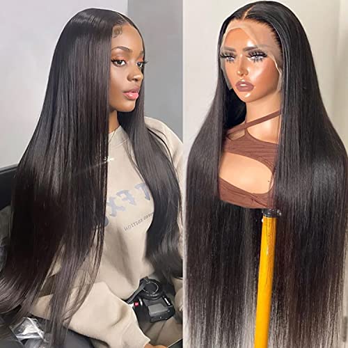 DULOVE 30 Inch Lace Front Wigs Human Hair Pre Plucked With Baby Hair 13x4 Straight HD Transparent Lace Front Wigs for Women 200 Density Glueless Natural Color