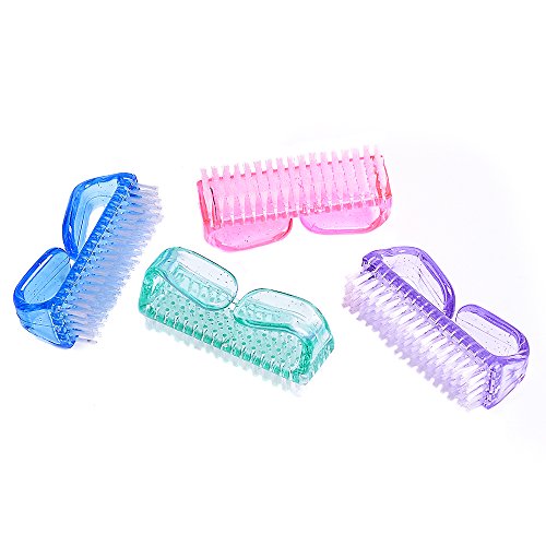 hupos Handle Grip Nail Brush, Fingernail Scrub Cleaning Brushes for Toes and Nails Cleaner, Pedicure Brushes for Men and Women 4 Pack