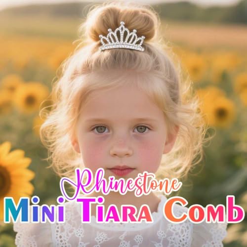 Yean Taira for Little Gilrs Silver Mini Tiara Comb Rhinestone Small Tiaras for Girls