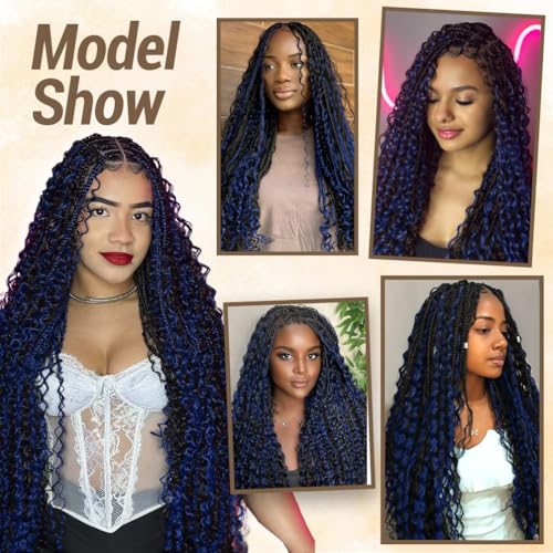 Human Braiding Hair for Boho Knotless Braids 2 Bundles 16 Inches 80g Deep Wave 10A Brazilian Virgin Human Bohemian Hair for Braiding 1bPblue