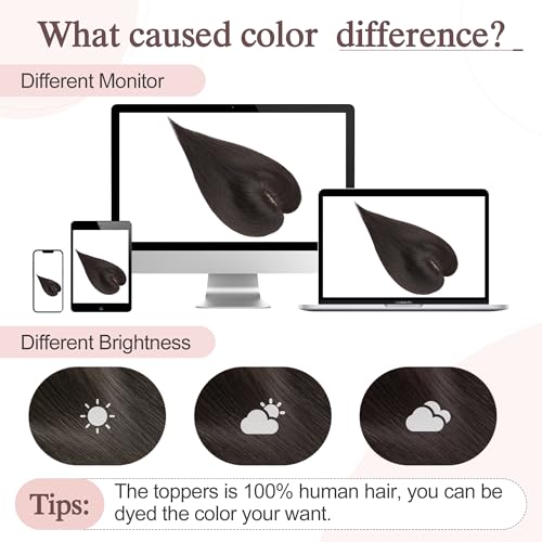 SEGO Hair Toppers for Women Real Human Hair Large Full Silk Base 9 * 14 cm Free Part No Bangs 150% Density Clip In Topper Hairpieces for Women with Thinning Hair -16 Inch #1B Natural Black