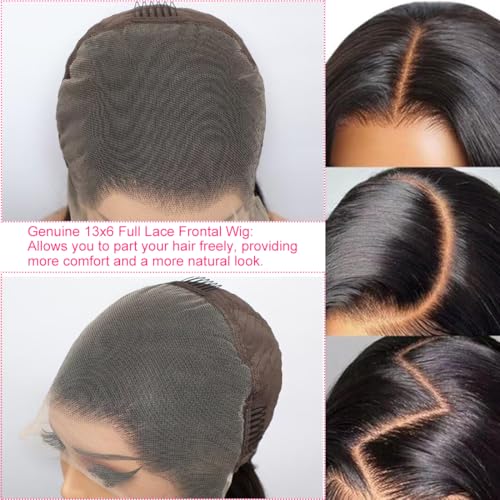BELE 13x6 Full Lace Front Wigs Human Hair HD Transparent Body Wave Lace Front Wigs Human Hair Upgraded 14A Pre Plucked Bleached Tiny Knots Full Lace Frontal Wig 180 Density Natural Black 26 Inch