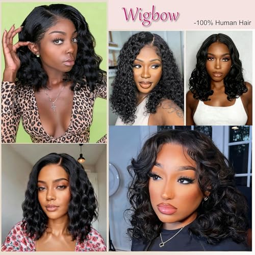 Loose Deep Wave Lace Front Wigs 100% Human Hair Pre Plucked Pre Cut Body Wave 4x4 Transparent Lace Closure Wigs Wear and Go Glueless Wig for Black Women Body Wavy Curly Wig Natural Color 16 Inch