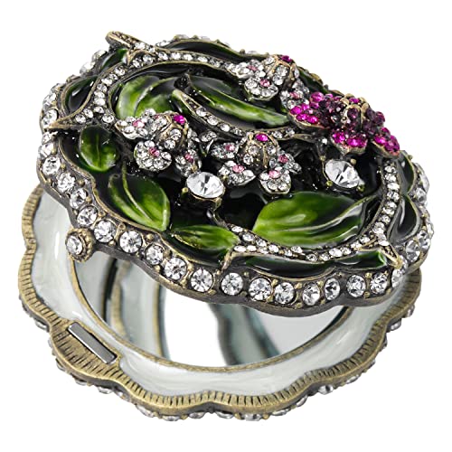 Olivia Riegel Sophie Purse Mirror Golden/Crystal Enameled and Jeweled (r) -