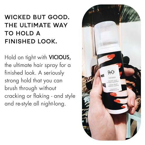 R+Co Travel Vicious Strong Hold Flexible Hairspray | No Cracking or Flaking | Style & Re-style All Night | 2 oz (Pack of 2)